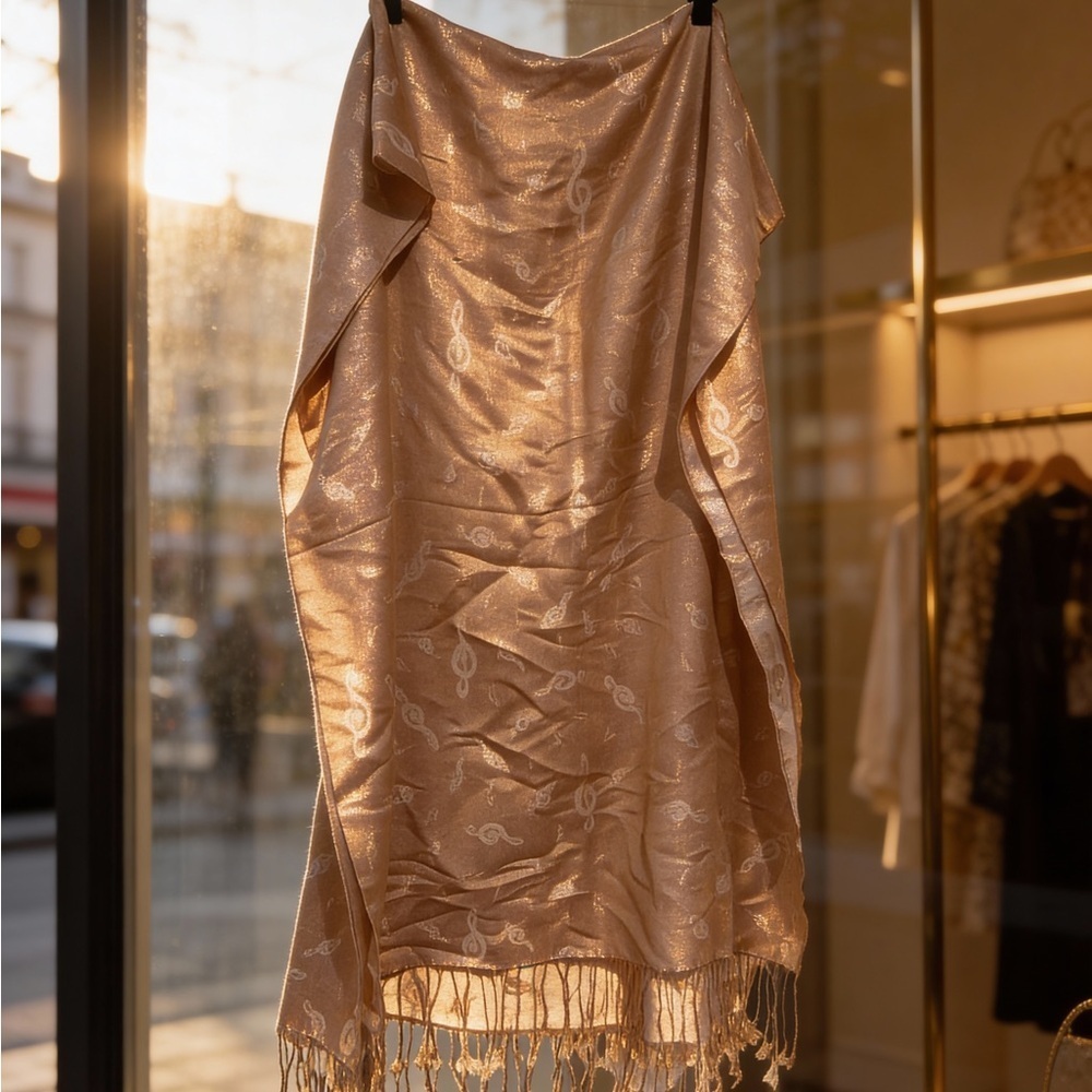 Elegant Gold Patterned Scarf